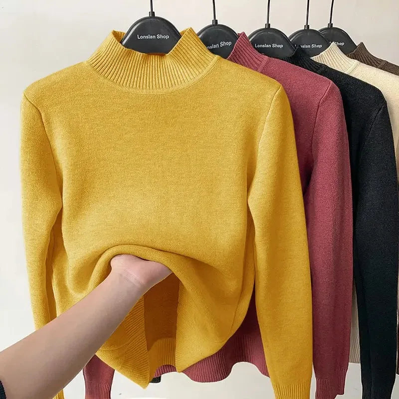 Women's Sweater New Fleece Half Turtleneck Collar Bottoming Shirt
