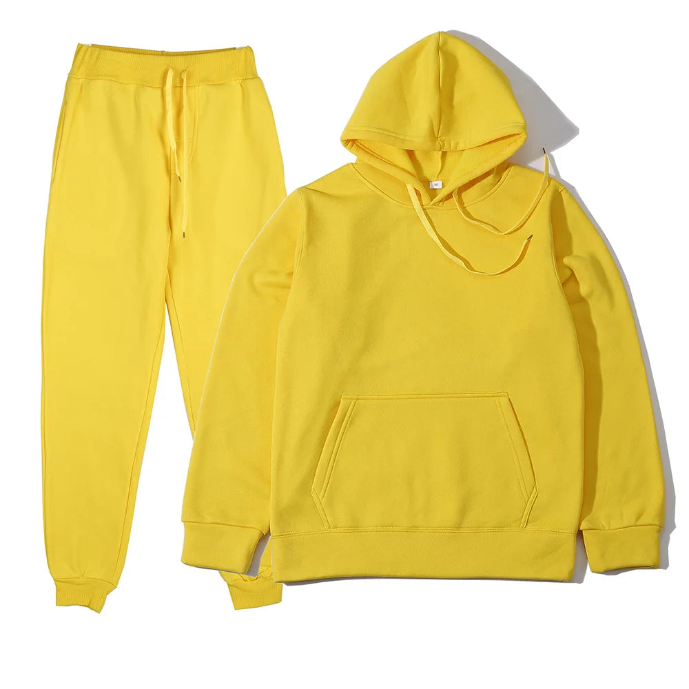 New Solid Color Hoodie+pants Two-piece set