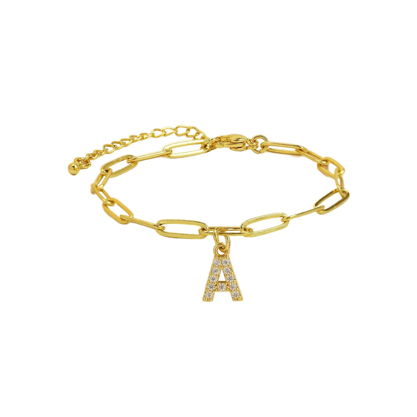 zircon bracelet Initial personalized paperclip bracelet