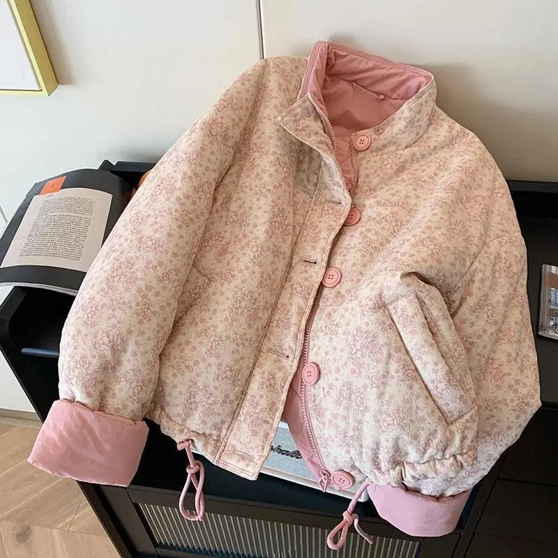 Women's Coat winter autumn Jacket Outerwear Warm Fleece Lined  Floral  Coat