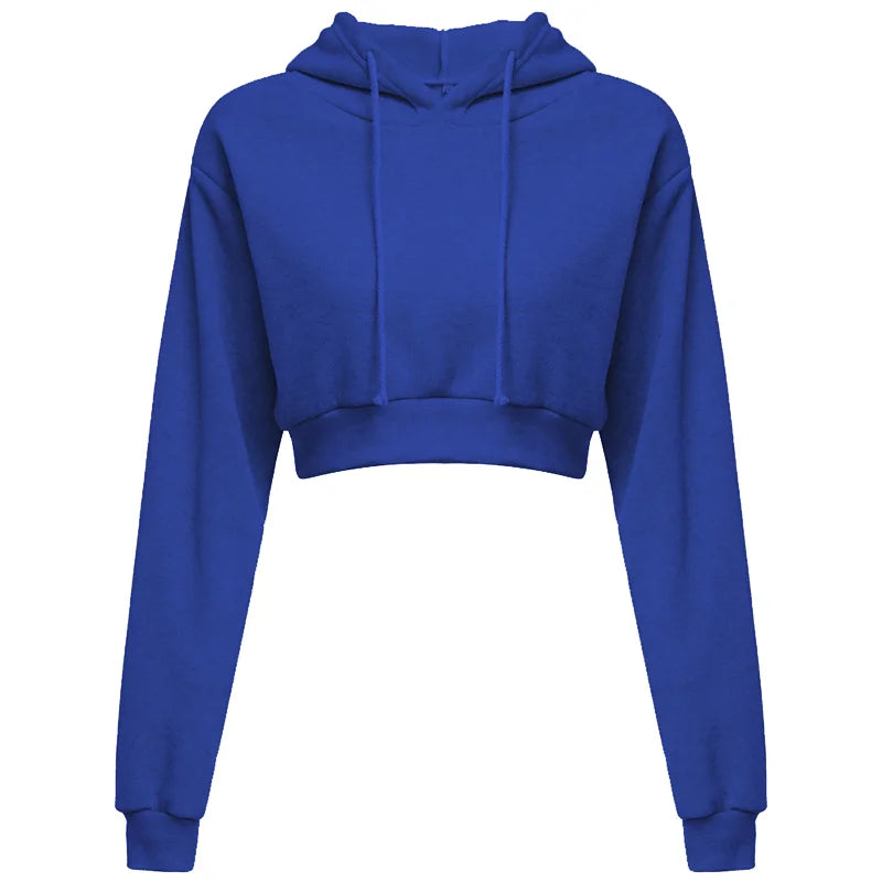 Women's casual solid color hooded sweatshirt with long sleeves