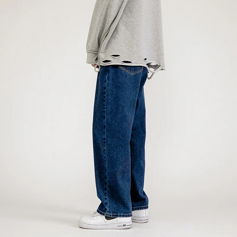 Men's Jeans Pants Straight Trousers Denim  Streetwear Fashion