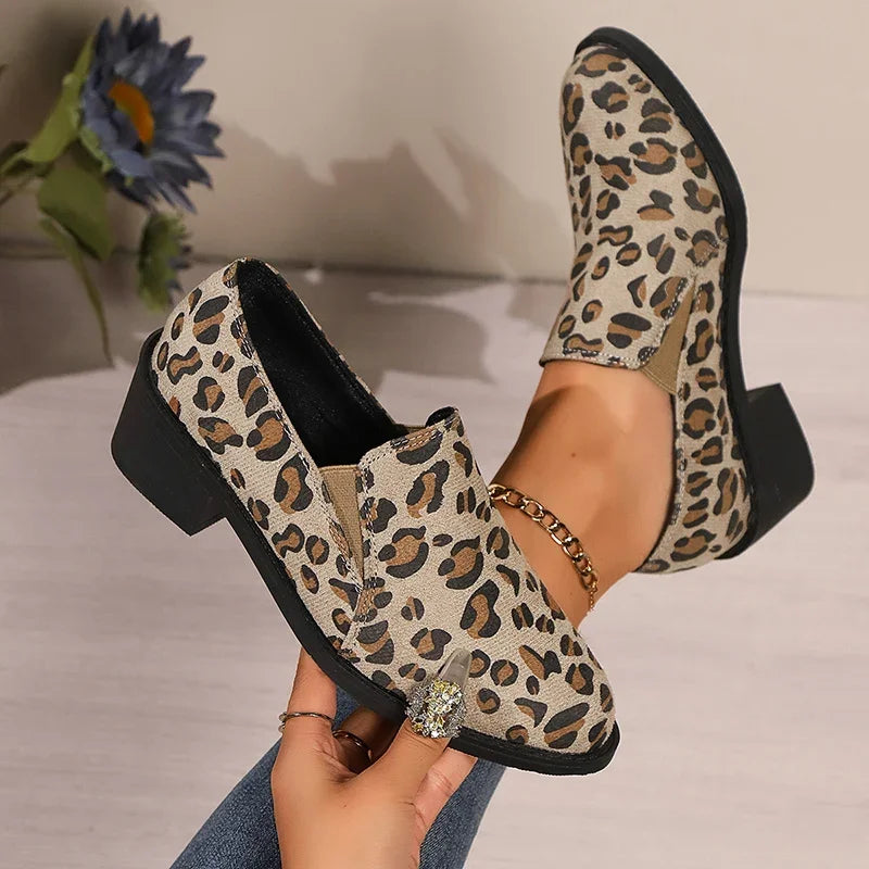 Fashion Leopard Print Loafers  Lightweight Slip On Walking Shoes for Women Plus