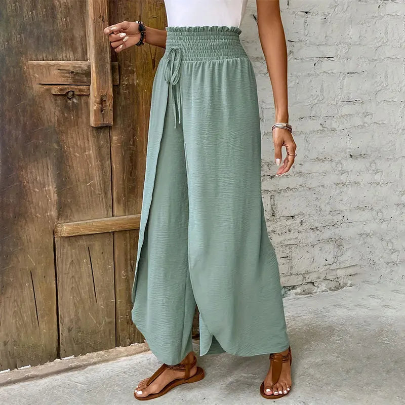 Women Wide Leg Pants Yoga Split Trousers