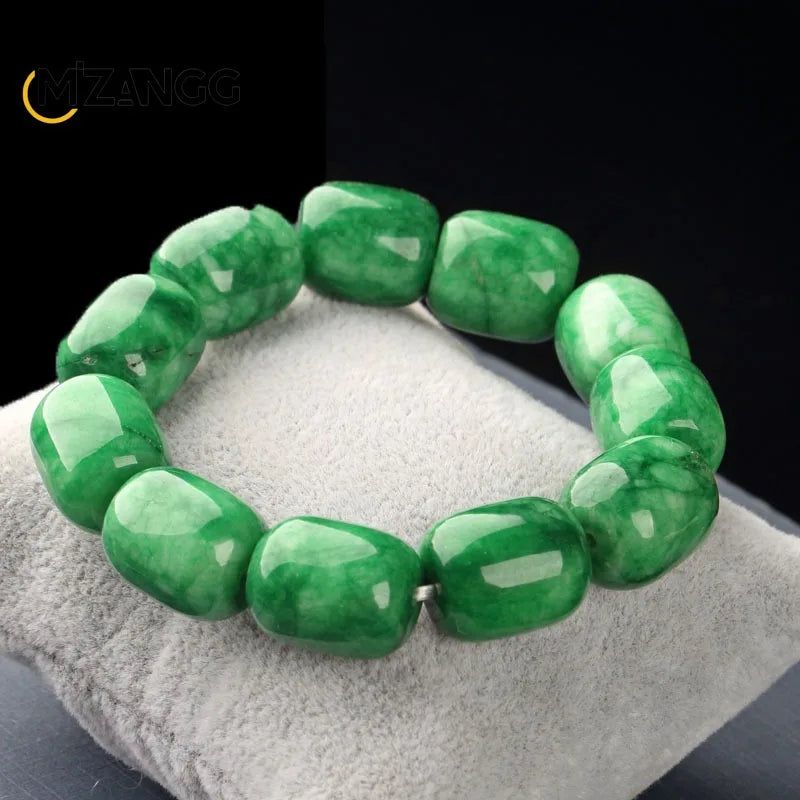 Natural Jade Dry Green Bracelet Necklace Hand-carved