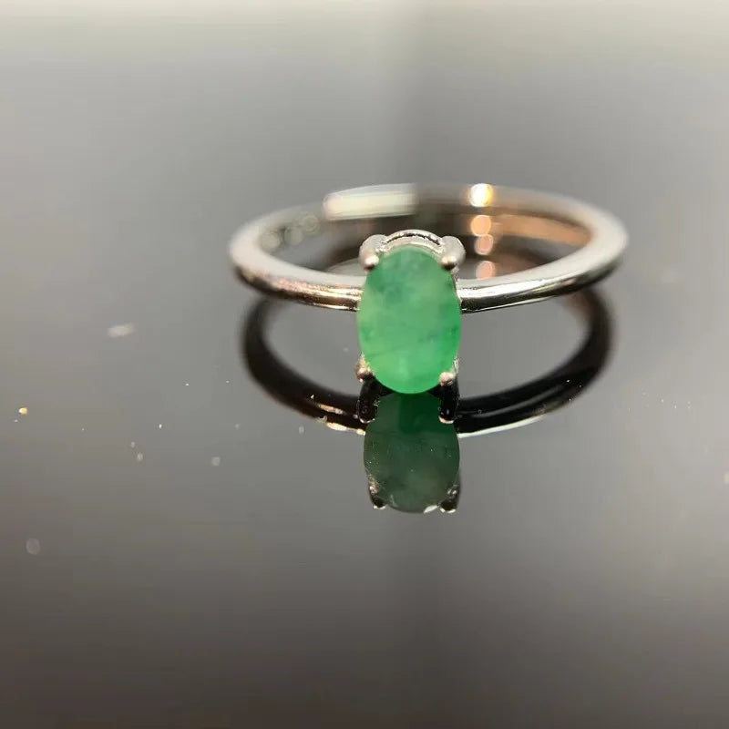 Natural Emerald Fashion Rings Silver Women's Jewelry