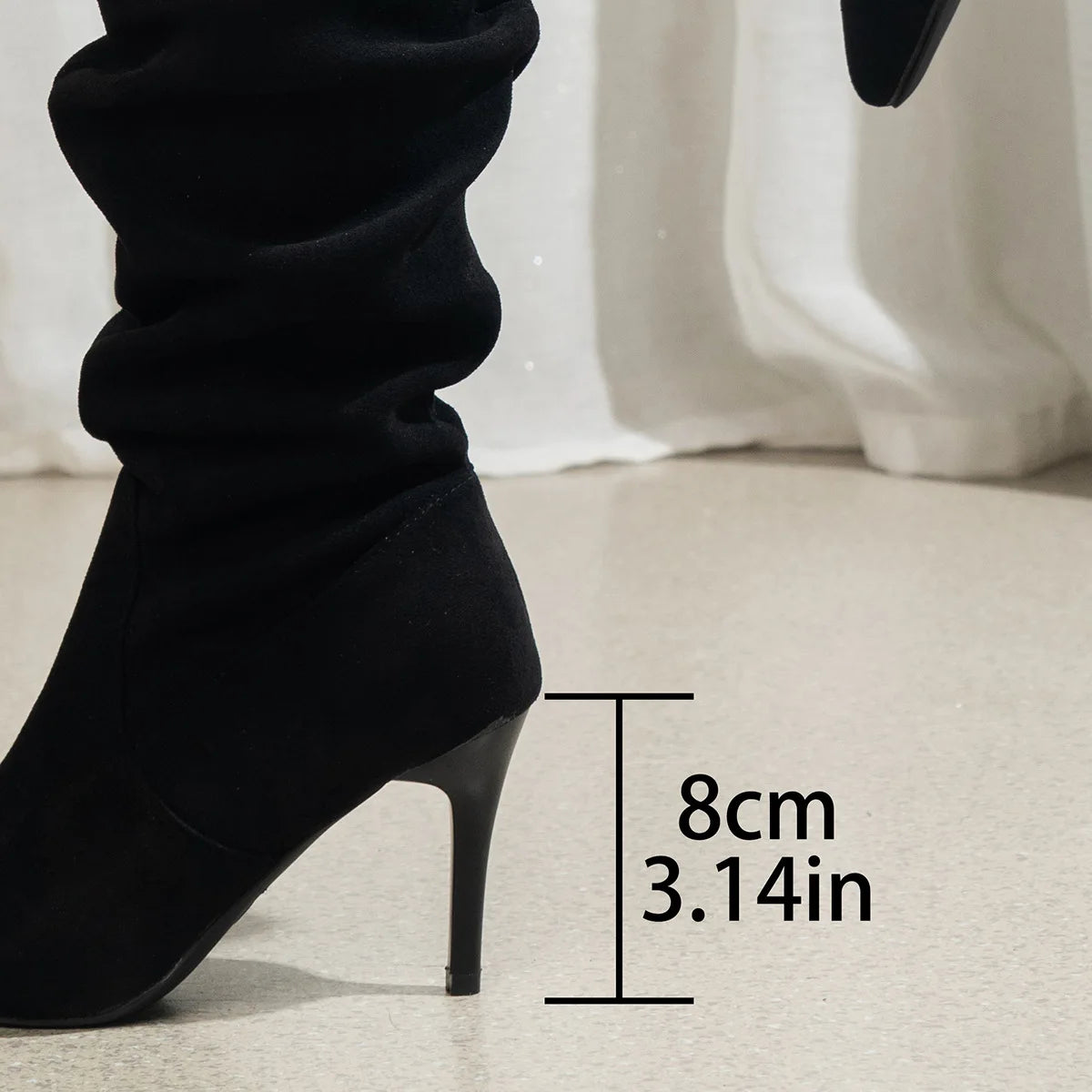 Elegant Heeled Footwear Long New High Heels  Knee Suede