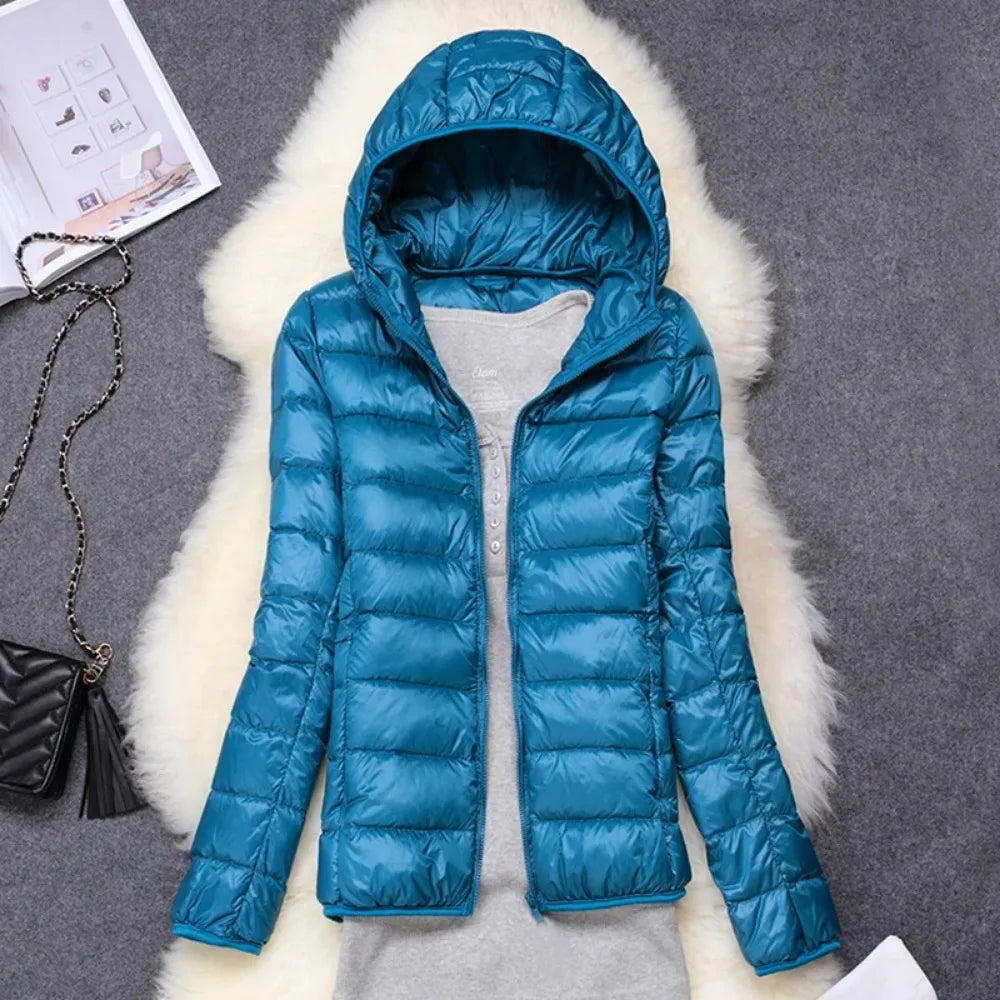 Women Puffer Jacket Ultra Light Weight Packable Hooded Down Coats