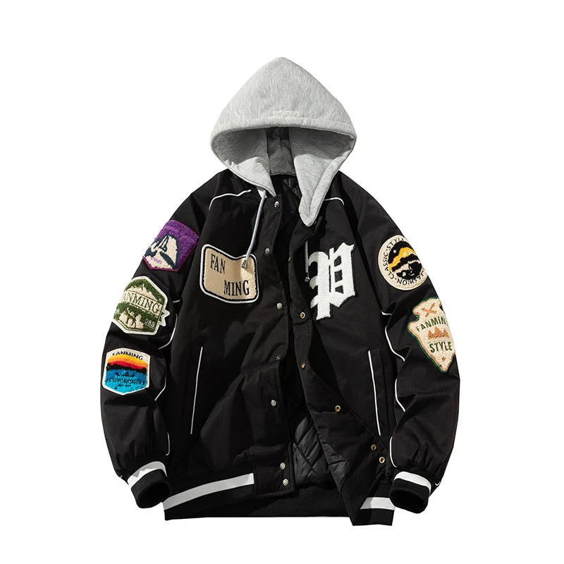 Winter Varsity Jacket Men Women Letter Badge American Baseball Jacket Street Fashion