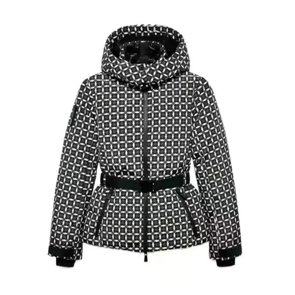 Women's Winter Hooded High Waist Padded Sport Parkas Coats with Belt