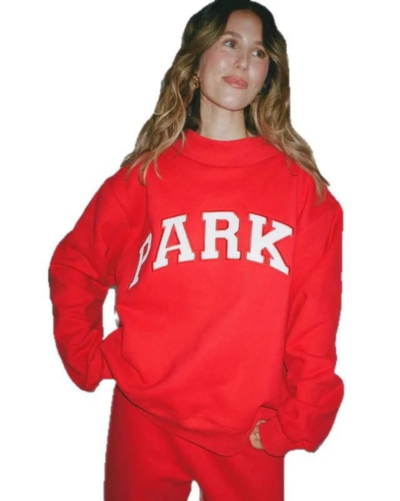 Women's fashionable printed round neck sweatshirt with velvet casual loose fit