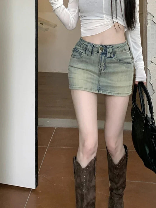 Simple Basic Woman Skirts Retro Chicly Denim Skirt