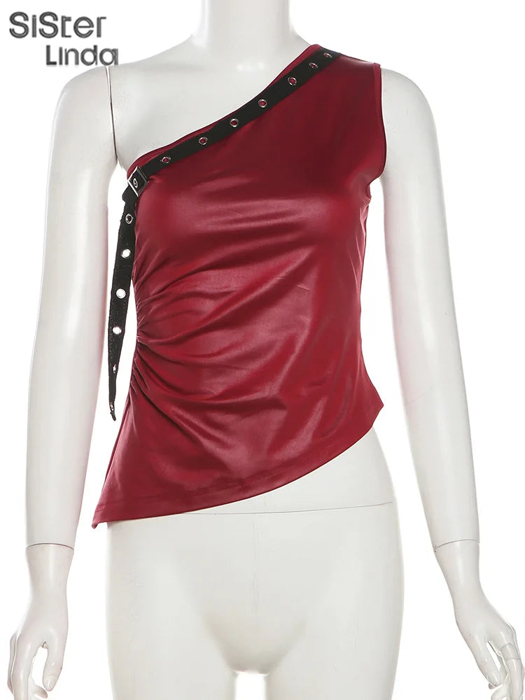 New Women's Casual Tank Top   With One Shoulder Belt Fixed Polyester Fiber Material