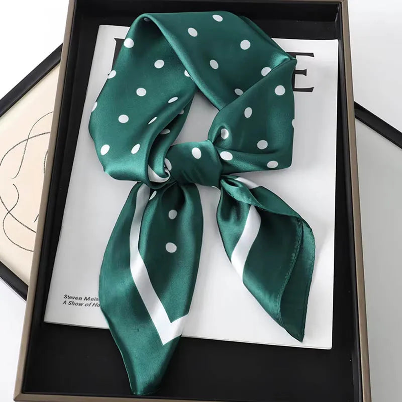 Luxury Lady Hair Dot Scarf  Silk Square Scarves