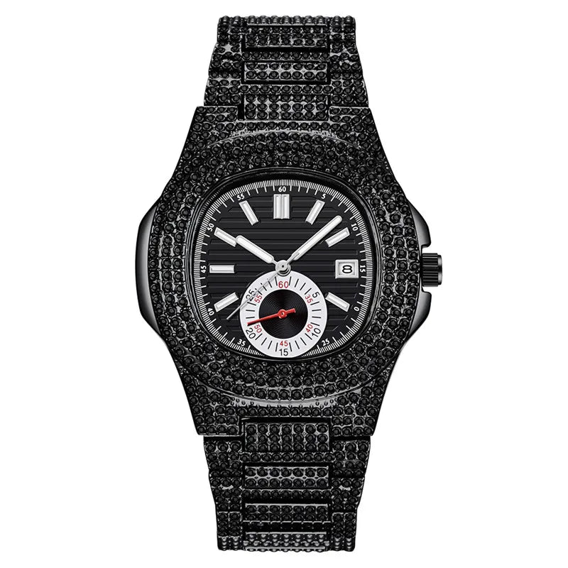 Watches For Men Reloj Hombre Fashion Alloy Band Diamond Calendar Gifts Quartz Wristwatches