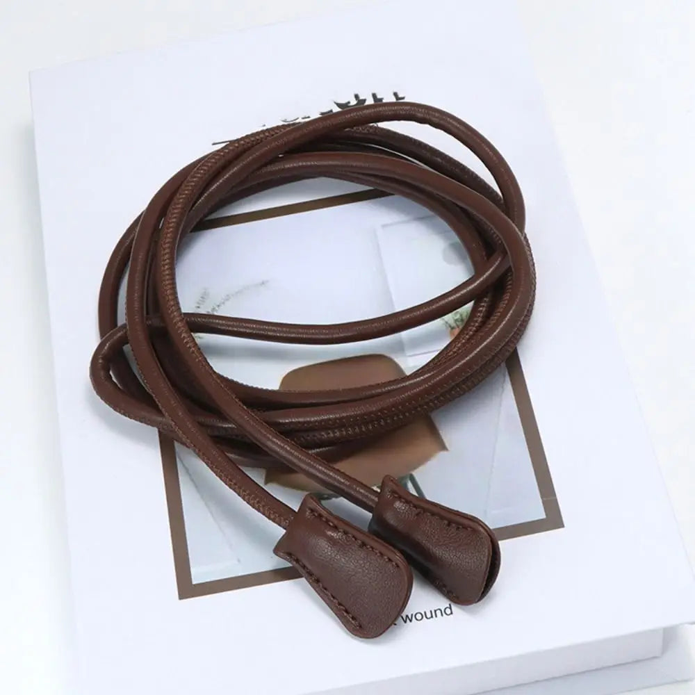 Women Knotted Thin Waistband Summer Dress Leather Belt