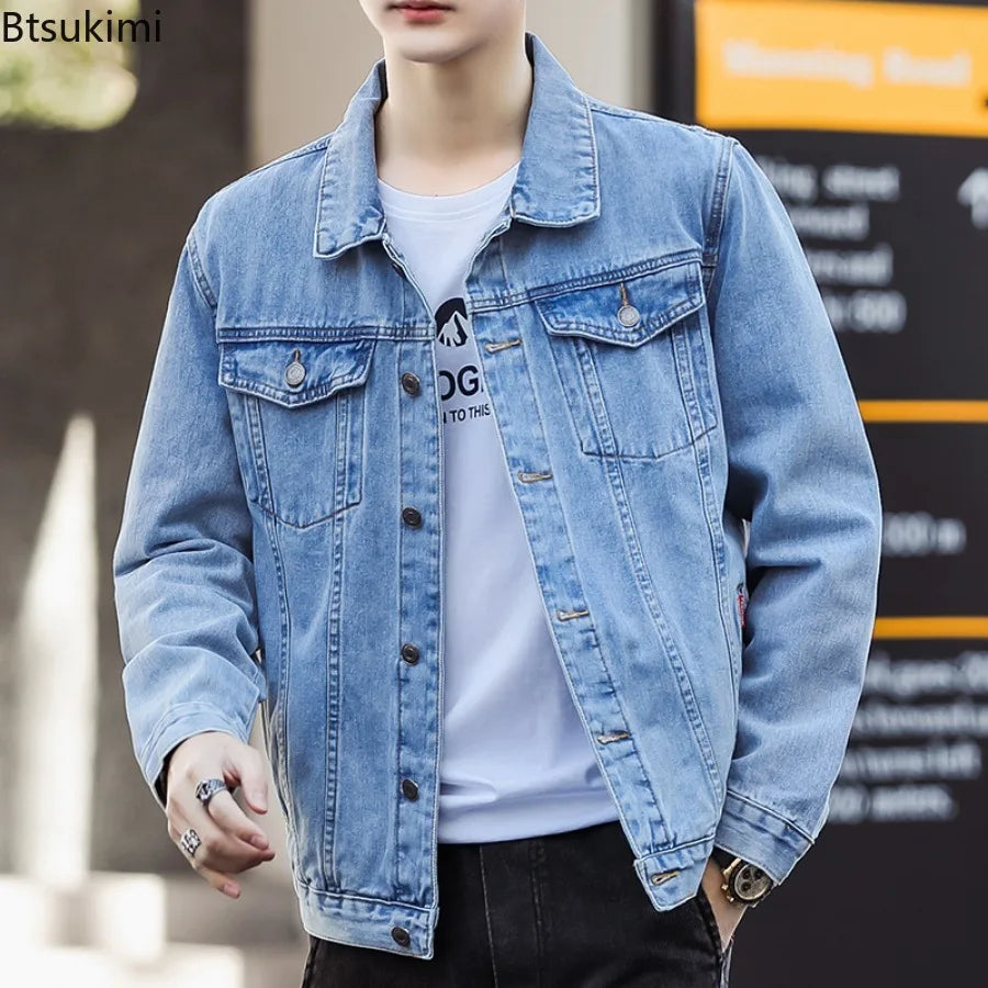 Denim Jackets Men's Fashion Casual Multi Pockets Cargo Jacket