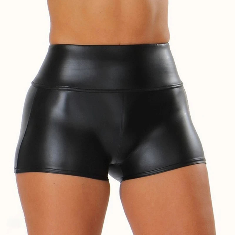 Leather High Waist Bodycon Push Up Black Short