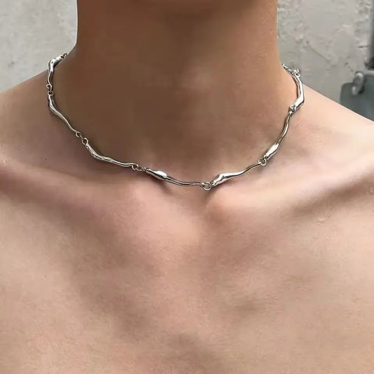 New Irregular Wave Shape Chain Men Necklace