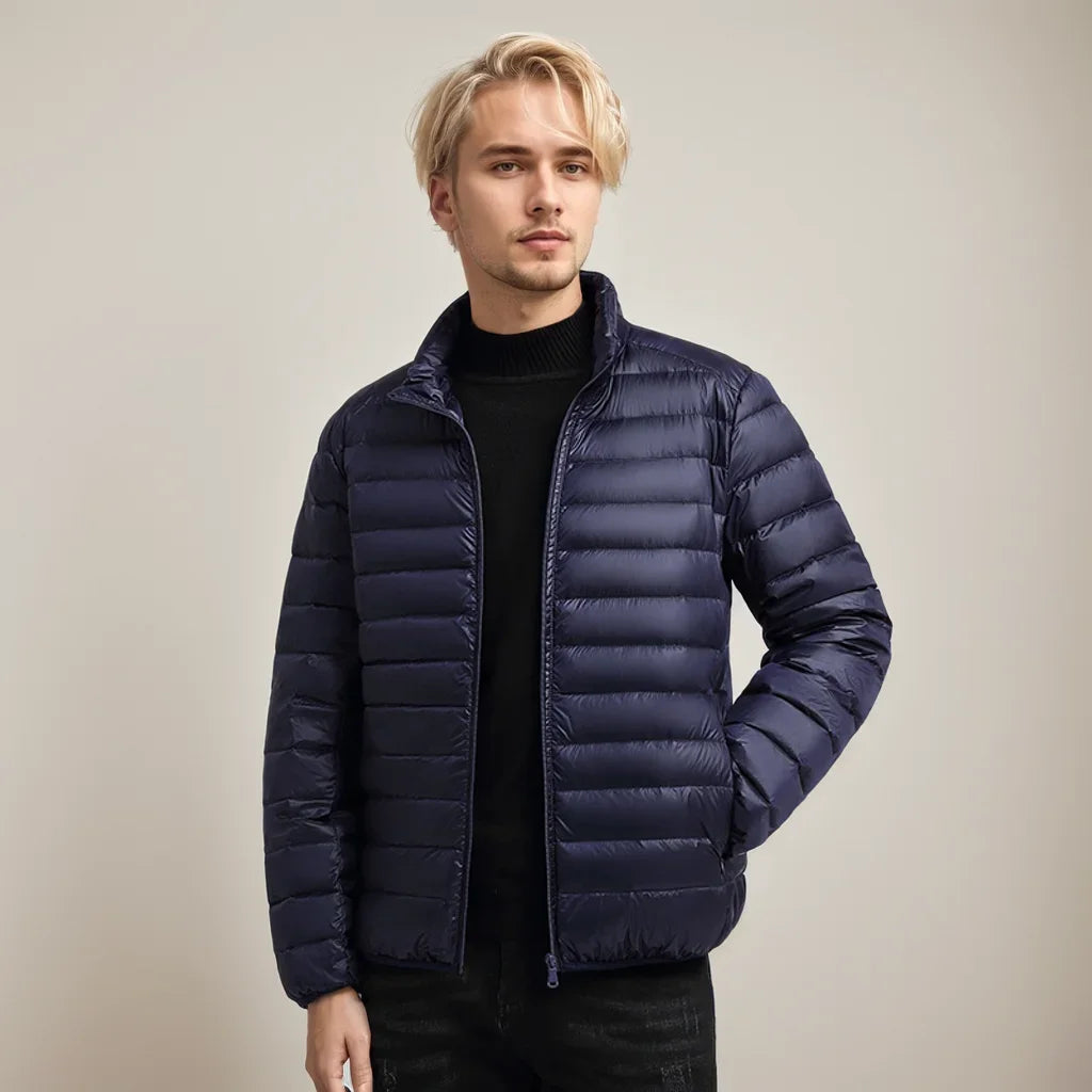 All-Season Puffer Jacket Men White Duck Down Portable Lightweight Jacket