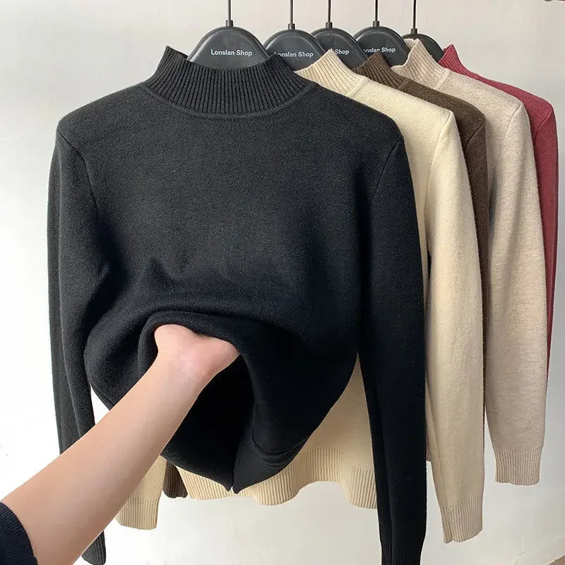 Women's Sweater New Fleece Half Turtleneck Collar Bottoming Shirt