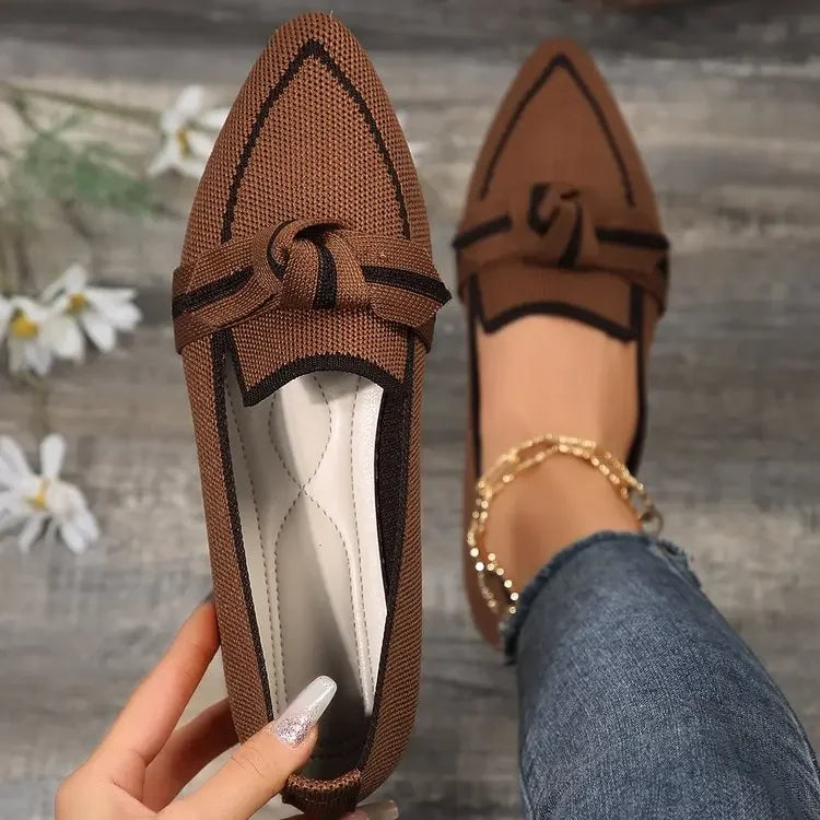 Women Flats New Knitted Slip Breathable Comfortable Solid Color Shoes
