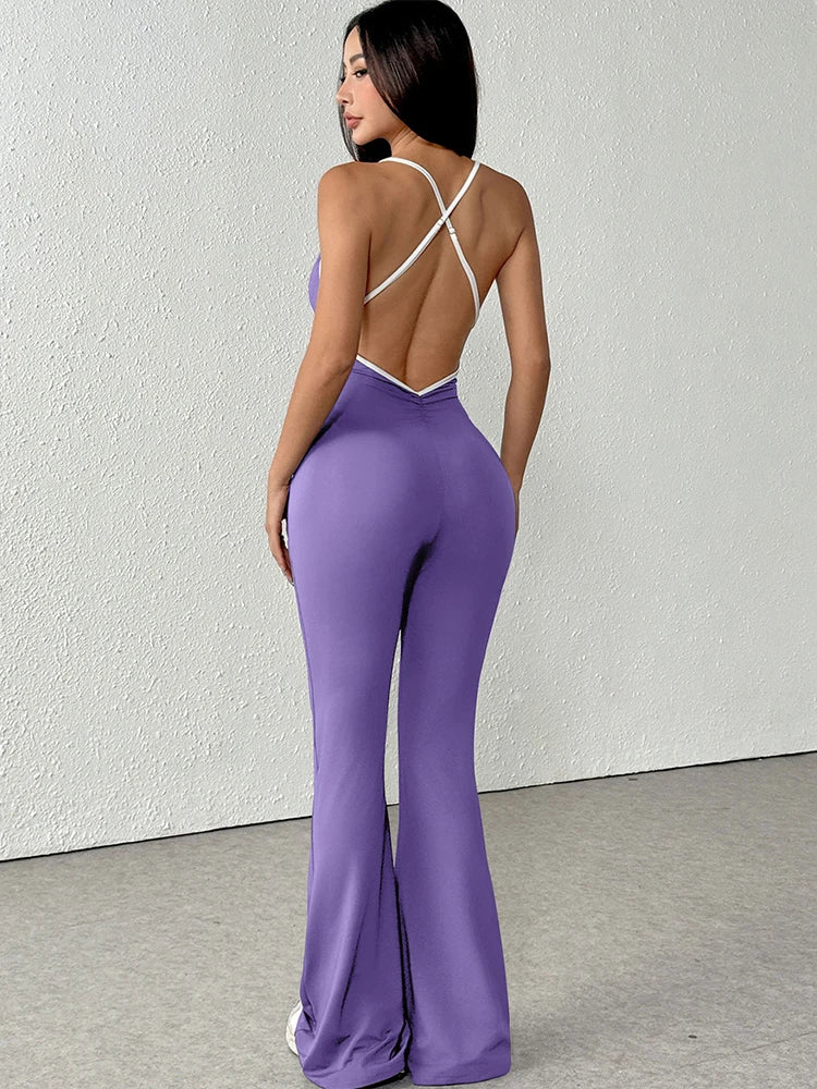 Women's Jumpsuits Streetwear Fashion Slim Sexy Sling Backless Elegant Female Jumpsuits
