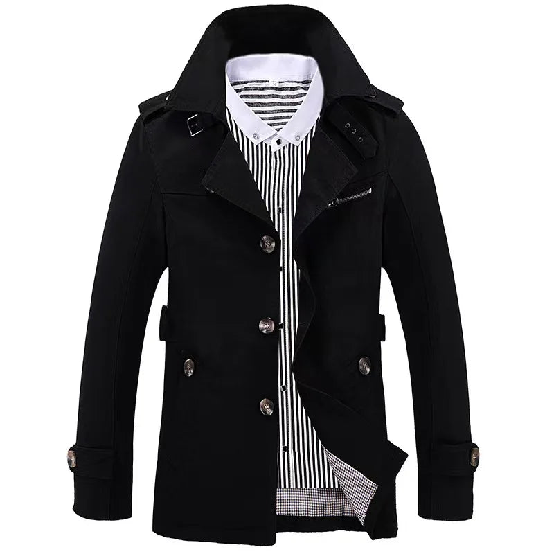 Mens Business Windbreaker Long Jackets