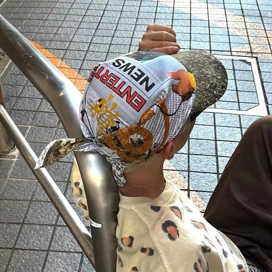 Vintage Arc Brim Tie Back Scarf Baseball Cap for Men Women