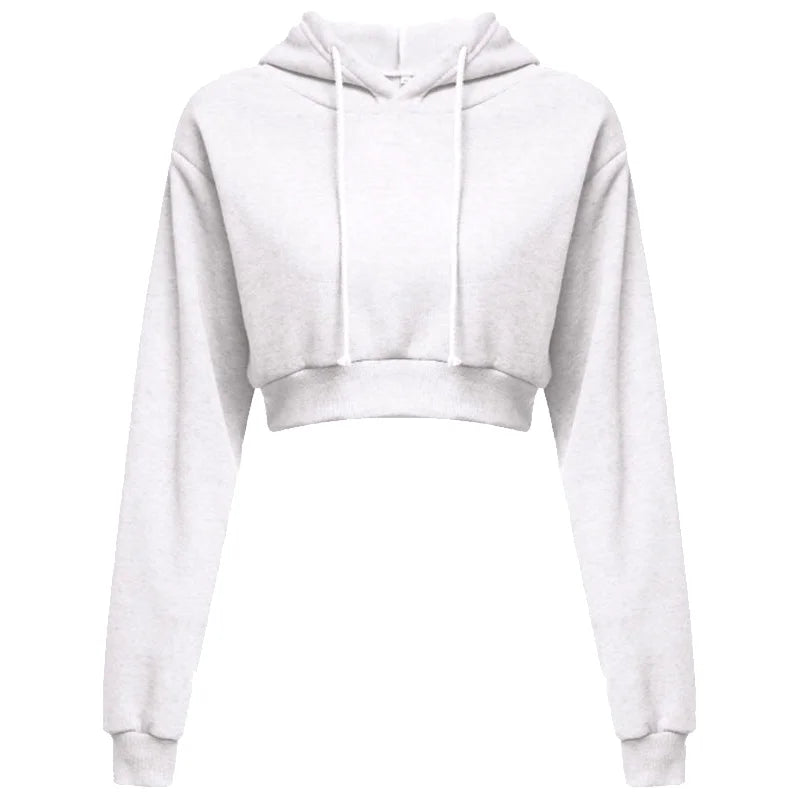 Women's casual solid color hooded sweatshirt with long sleeves