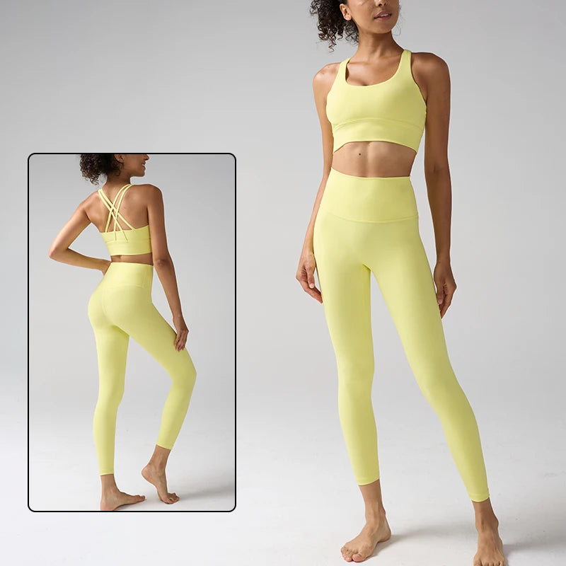Women's Yoga Set Workout Set 2 Piece High Waist Yoga Leggings