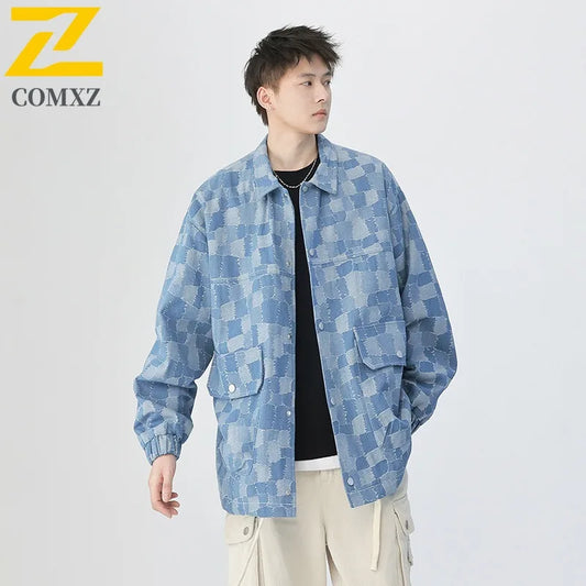 Men Vintage Denim Jacket   Workwear Oversized Coat