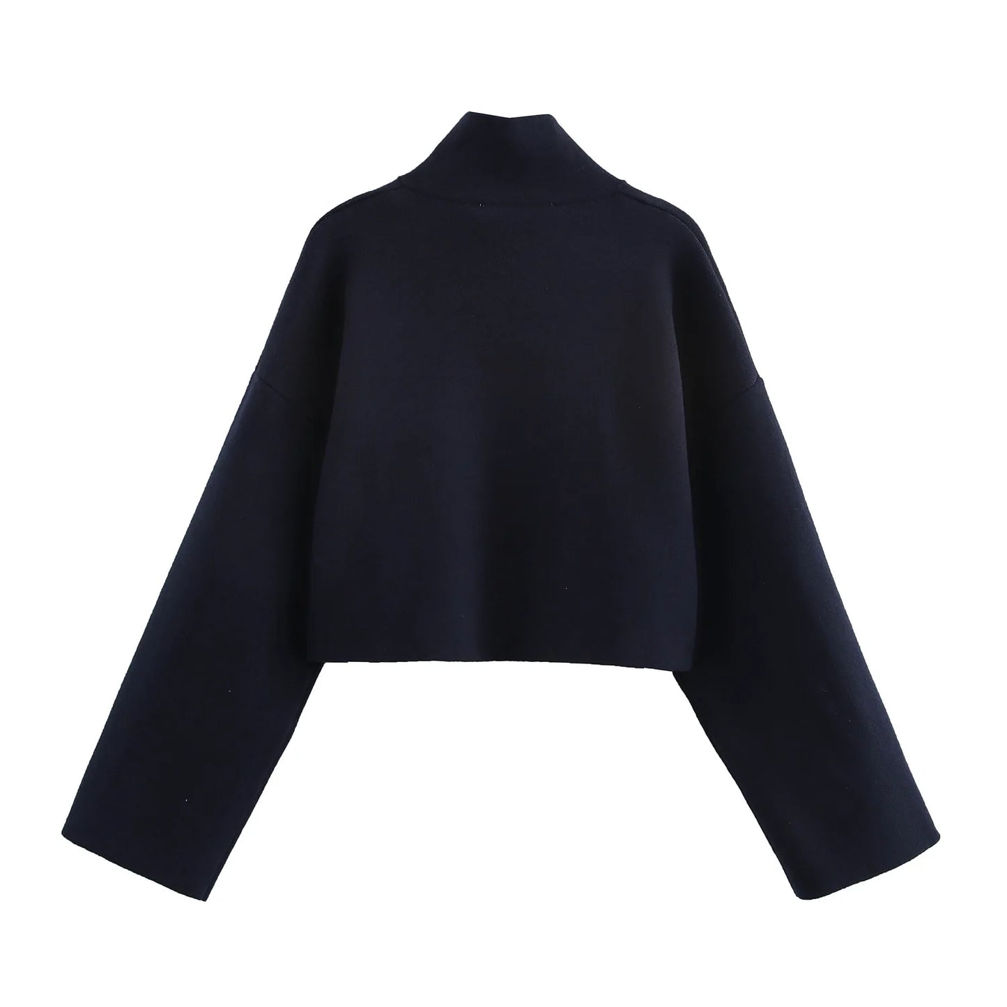 Women Black Cropped Coat  Casual Elegant Coat