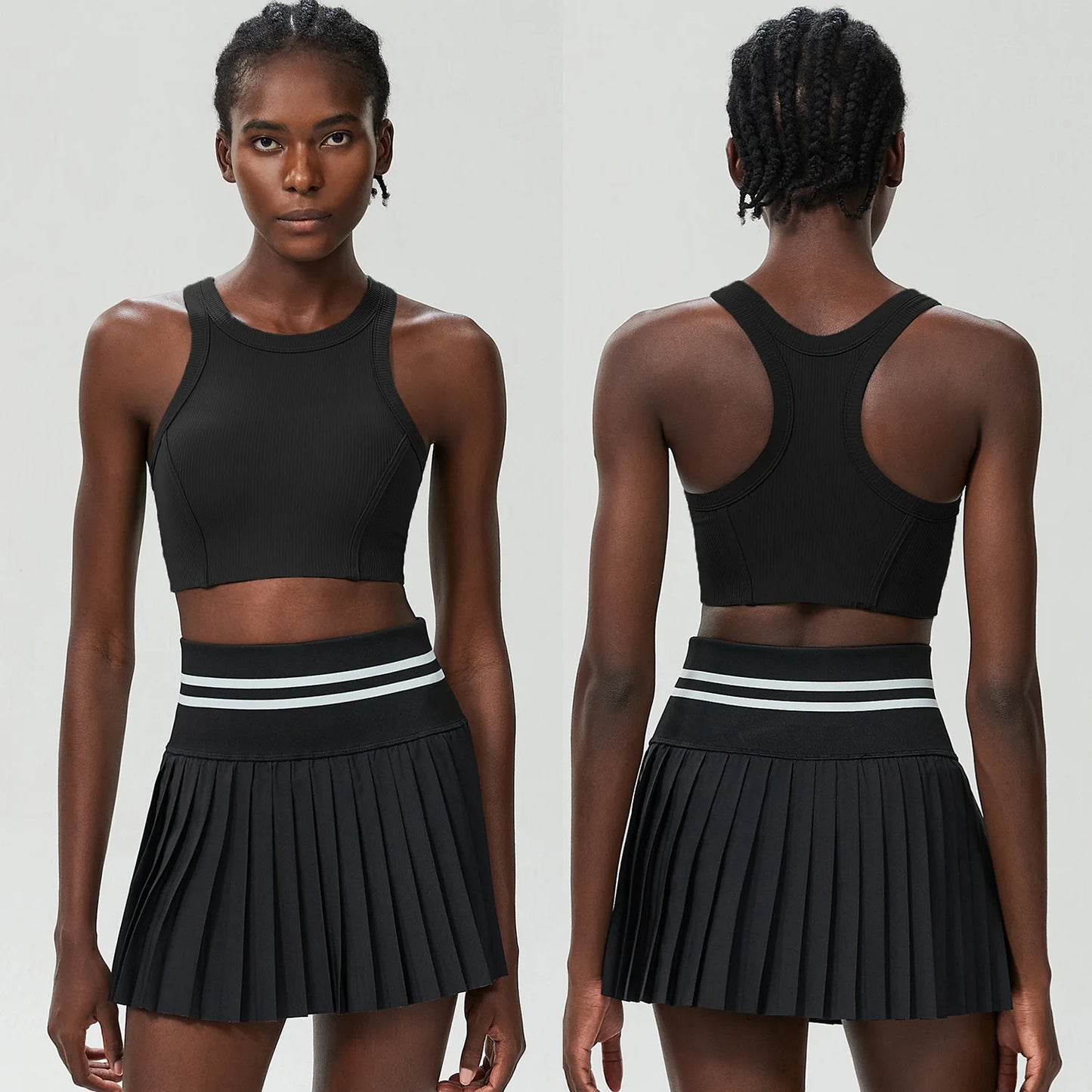 Women Tennis Set 2PCS Sexy Bra High Waist Sports Golf Skirts