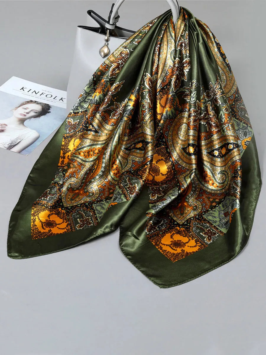 Printed Square Scarf Lightweight Breathable Scarf