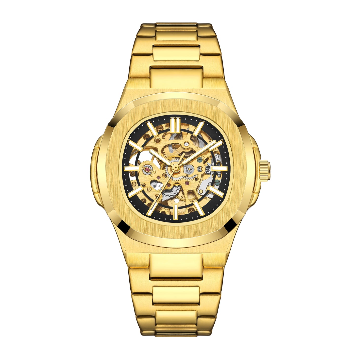 Luxury Automatic Watch For Men Mechanical Wristwatch Skeleton Stainless Steel