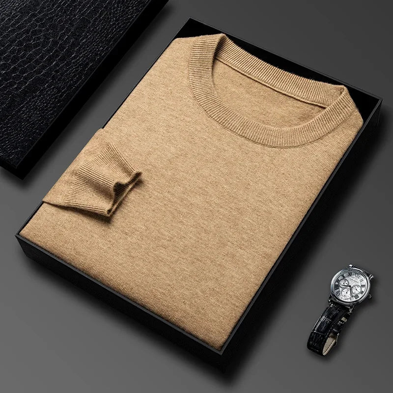 Men's Casual Sweater Round Neck Long Sleeve Knitted Sweater
