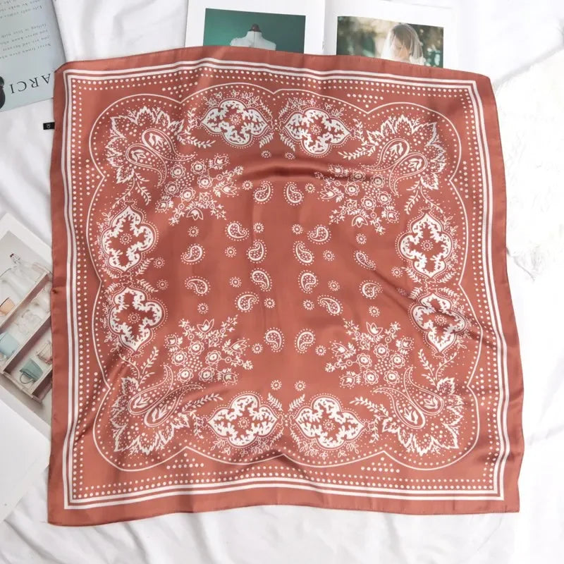 70cm Paisley Printed Hijab Scarf Satin Bandana Head Scarfs