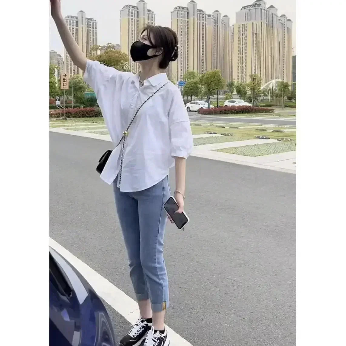 Women Blouses  Casual Loose Button Up  Long Sleeve Vintage oversize Shirt