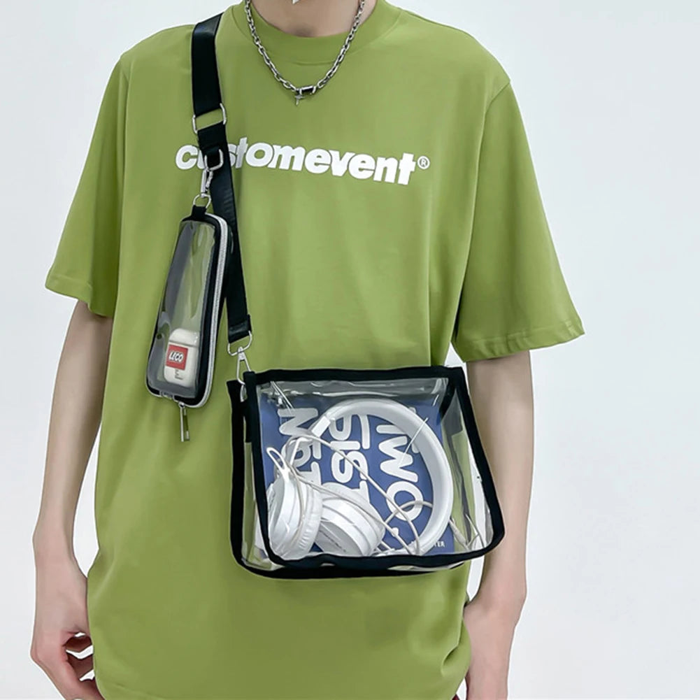 Women Crossbody Bag Casual Clear Clutches Zip Closure Travel Bag
