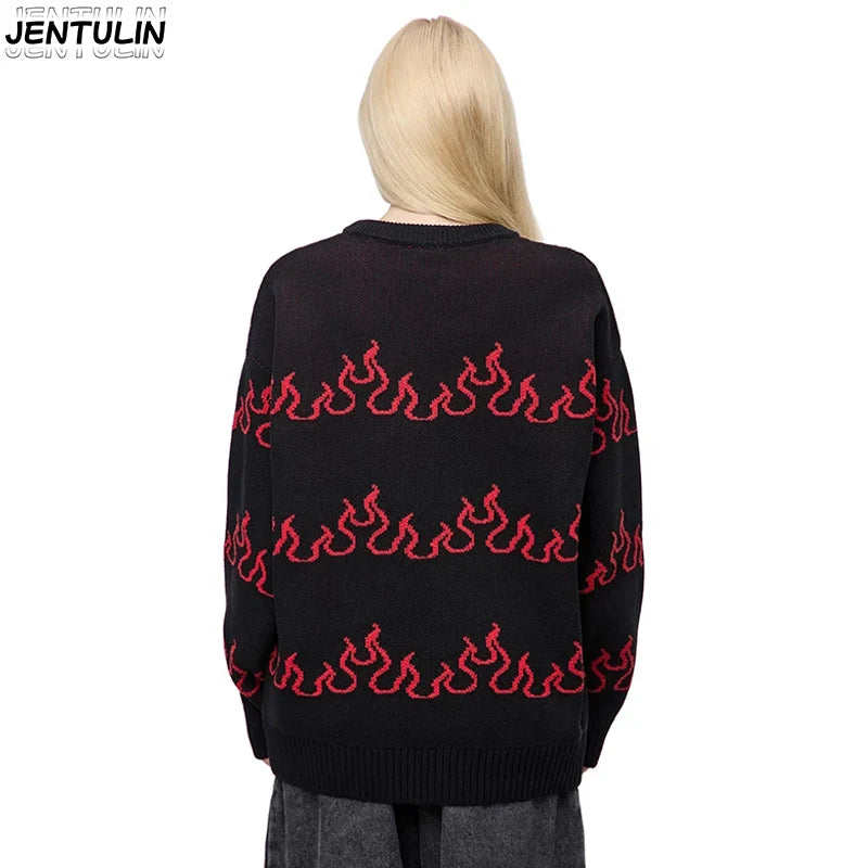 Flame Knitted Gifts For Men Women  Full Sleeve Round Neck Sweaters