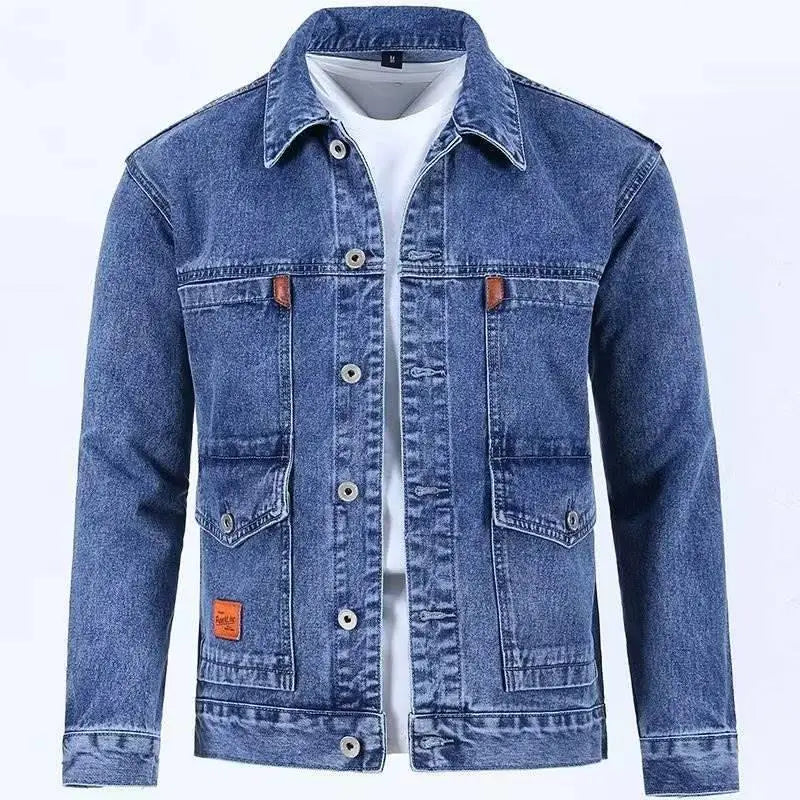 Men's Workwear Denim Jacket Versatile  Long Sleeve Button