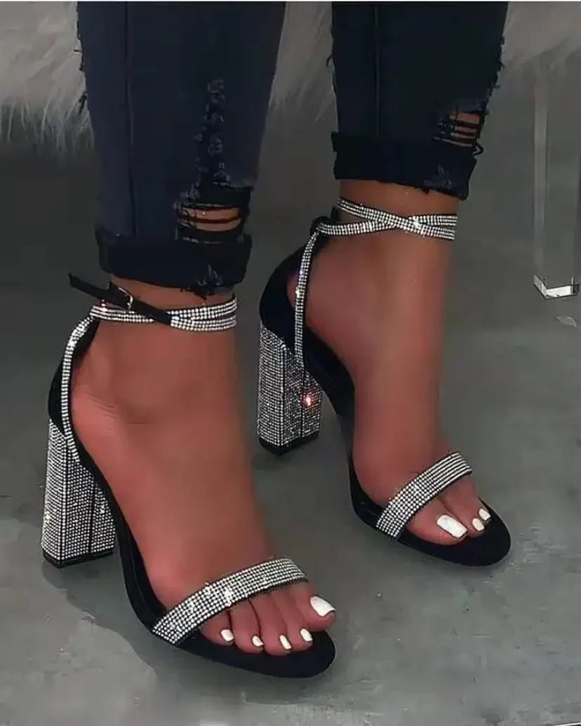 Heel Sandals Women Rhinestone Sexy Transparent High Heels Sandals