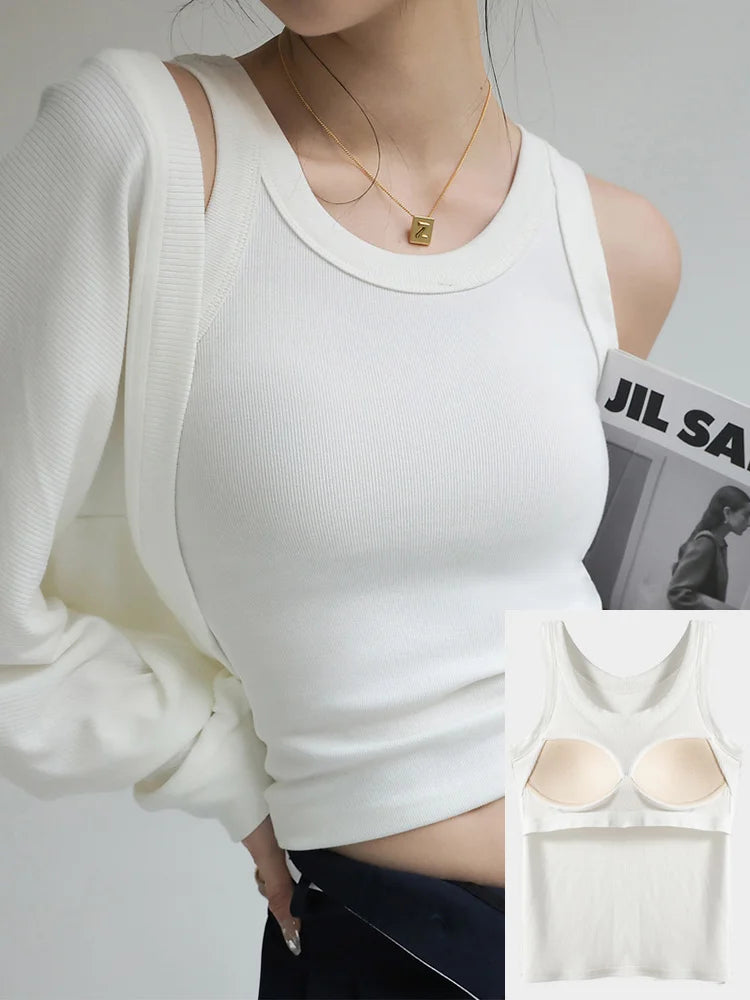 Women Thread Tank Tops With Built In Bra Padding