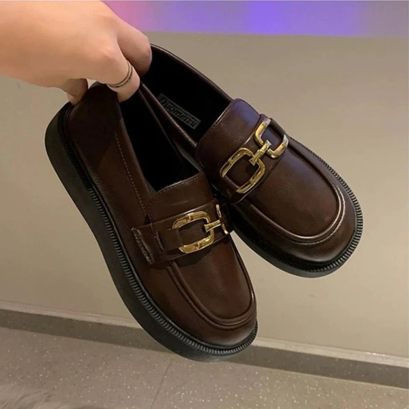 Woman Pumps Cute Black Loafers Low Heel Elegant Shoes