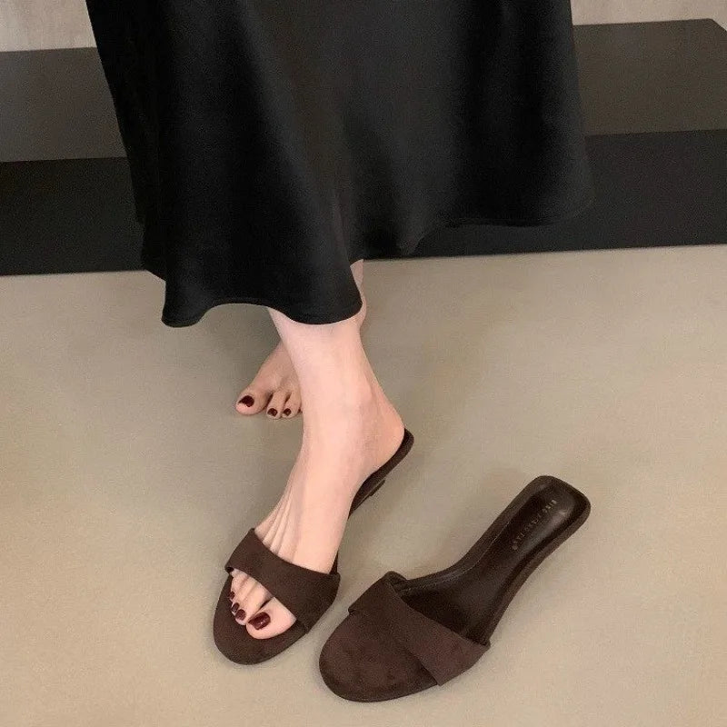 Women Slipper Fashion Med Wedge Heel Slip On Slides