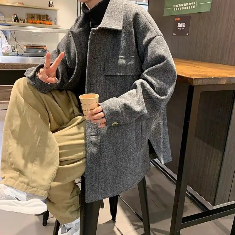 Men Mid Length Coat Wool