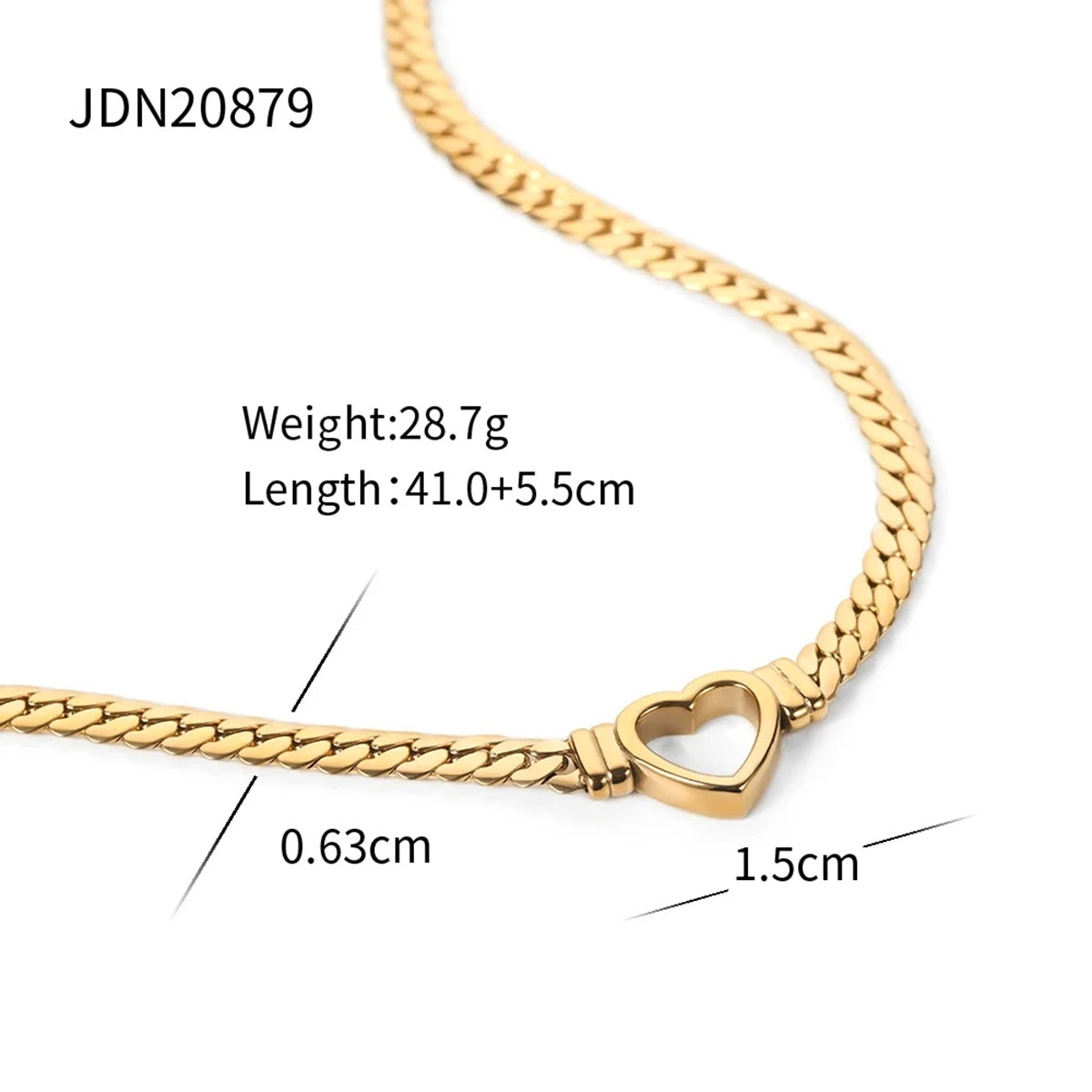 Hollow Love Flat Snake Chain Necklace Stainless Steel Stackable Chain Necklace