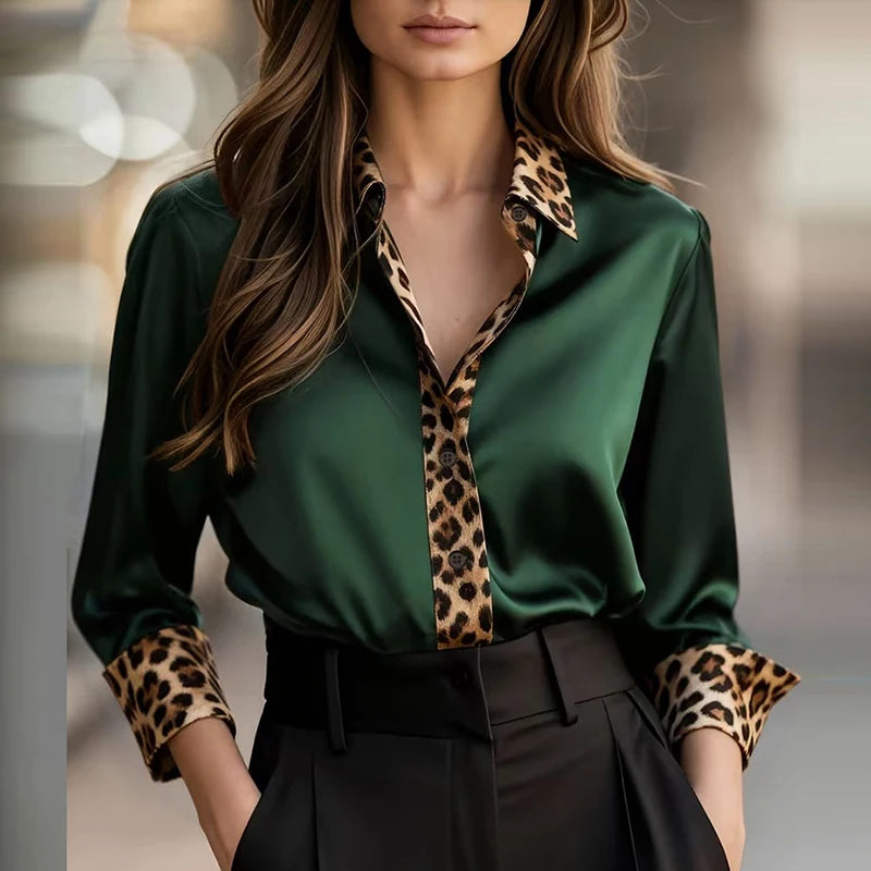 Elegant Blouses For WomenFlare Long Sleeve Button Silk Blouse