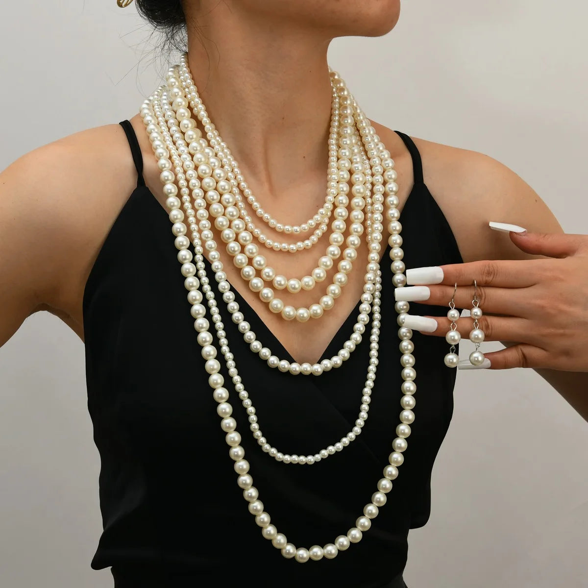 ACRYLIC pearl round necklace earrings tassel wedding women's jewelry